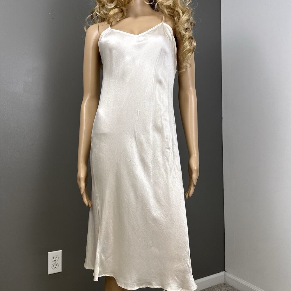 Vintage Wintersilks Full Slip Dress Size Medium 100% Silk Cream White Sleeveless